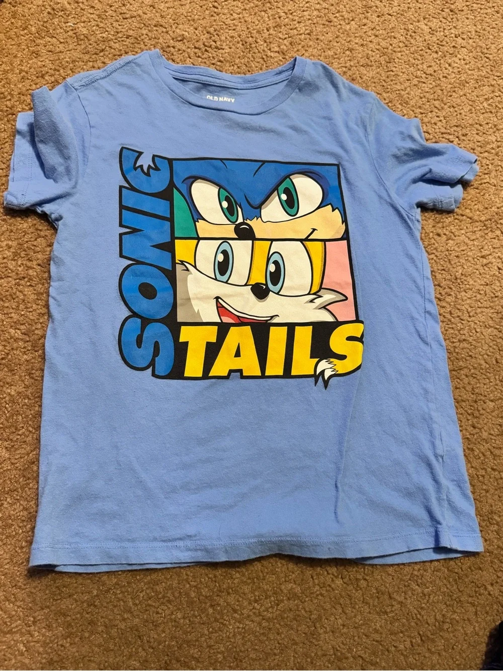 Old Navy Light Blue Sonic & Tails Graphic Tee